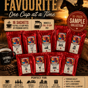 Tatanka Coffee 16-Pack Sample Collection  Can't decide which blend is your favorite? Try them all!